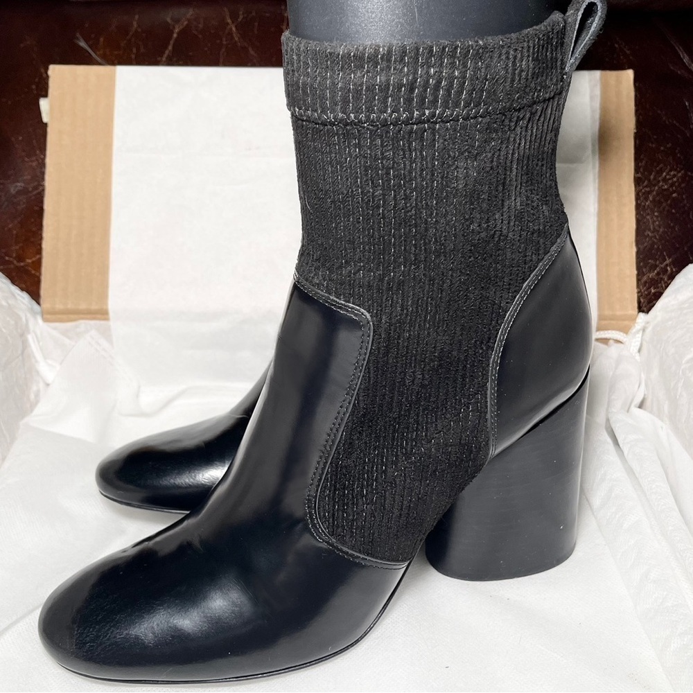 Tory Burch velvet sock booty block heels, NAPA leather black US 8.5